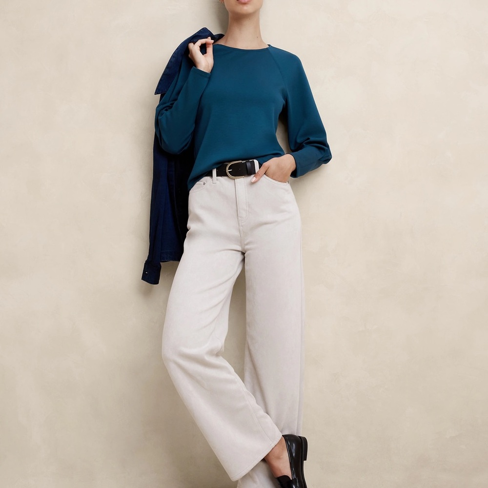 Soft Touch Scuba Raglan-Sleeve Top